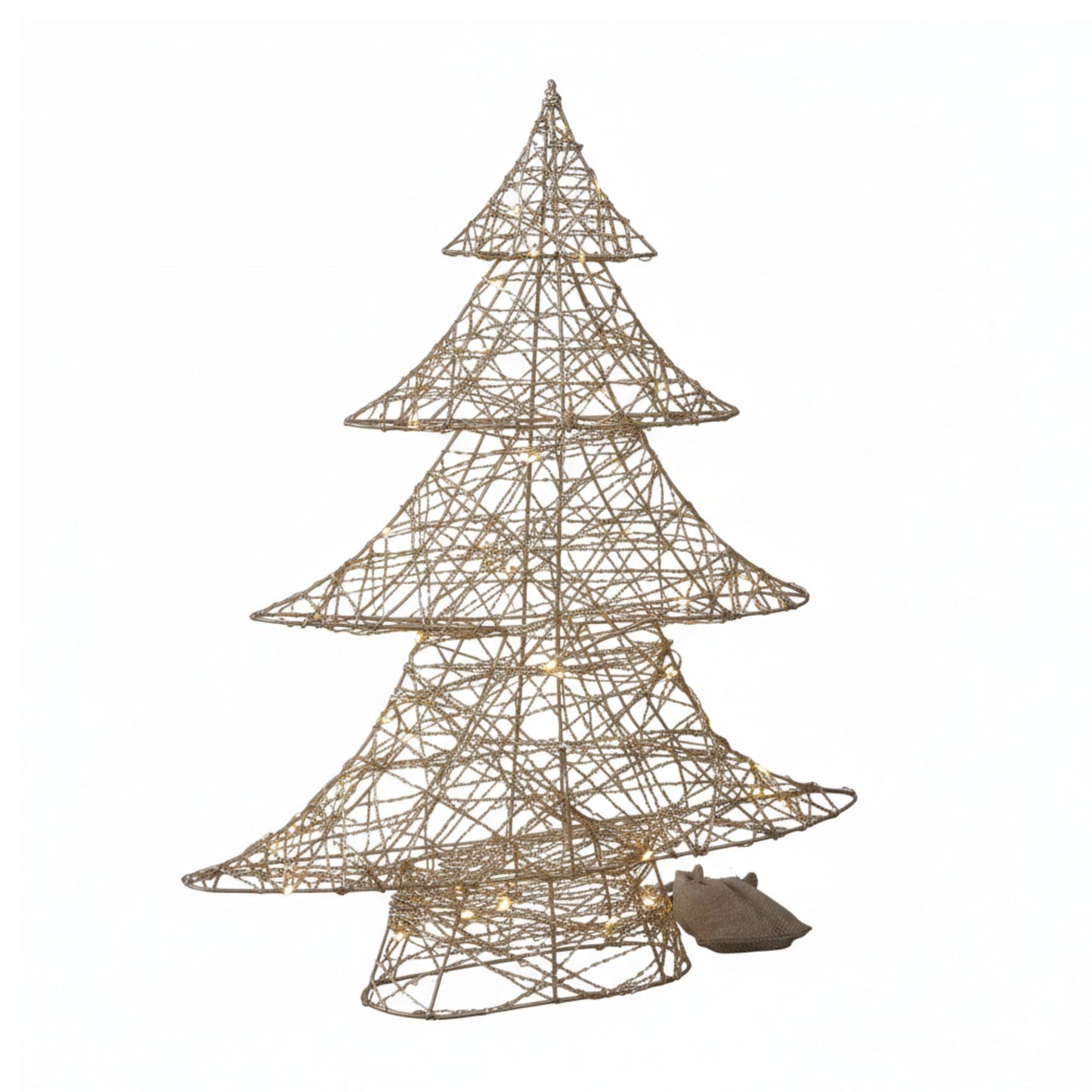 60cm Battery Operated Light up Gold Weave Christmas Tree with Warm White LEDs