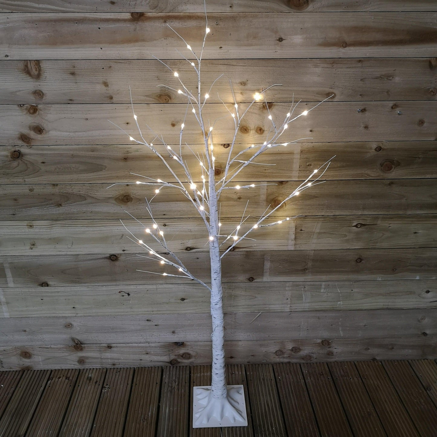 Factory Seconds: 1.5m (5ft) Indoor Outdoor Christmas Lit Birch Tree with 64 Warm White LEDs