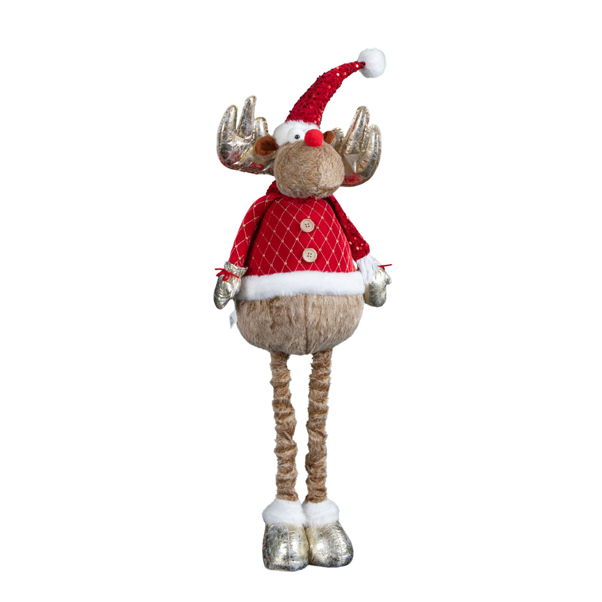 1m Tall Plush Festive Golden Comet Christmas Decoration with Extendable Legs