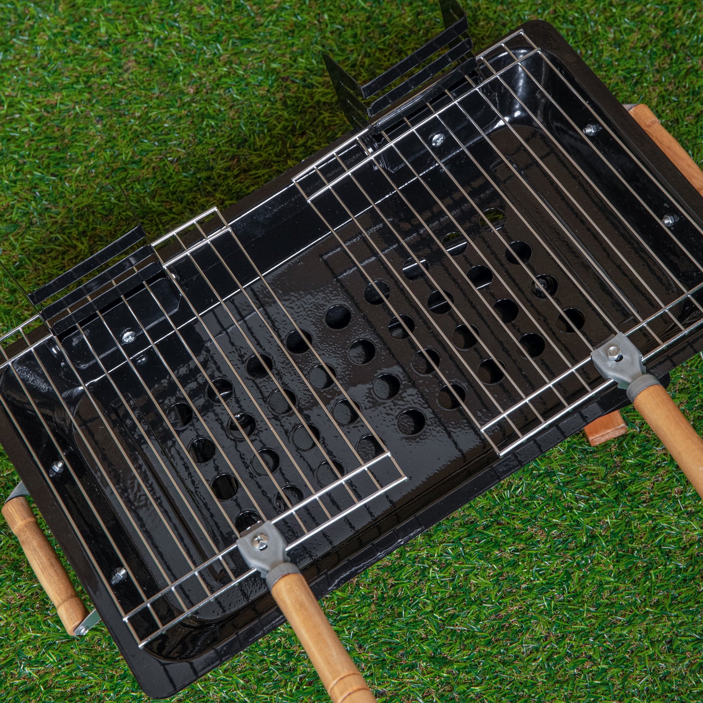 Black Outdoor Portable Steel Hibachi BBQ Camping Grill
