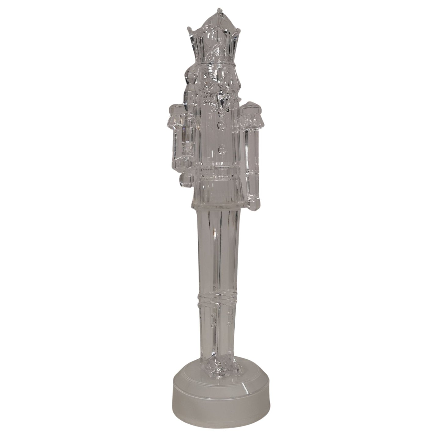 30cm Clear Acrylic Light up Christmas Nutcracker Decoration with Colour Changing LEDs