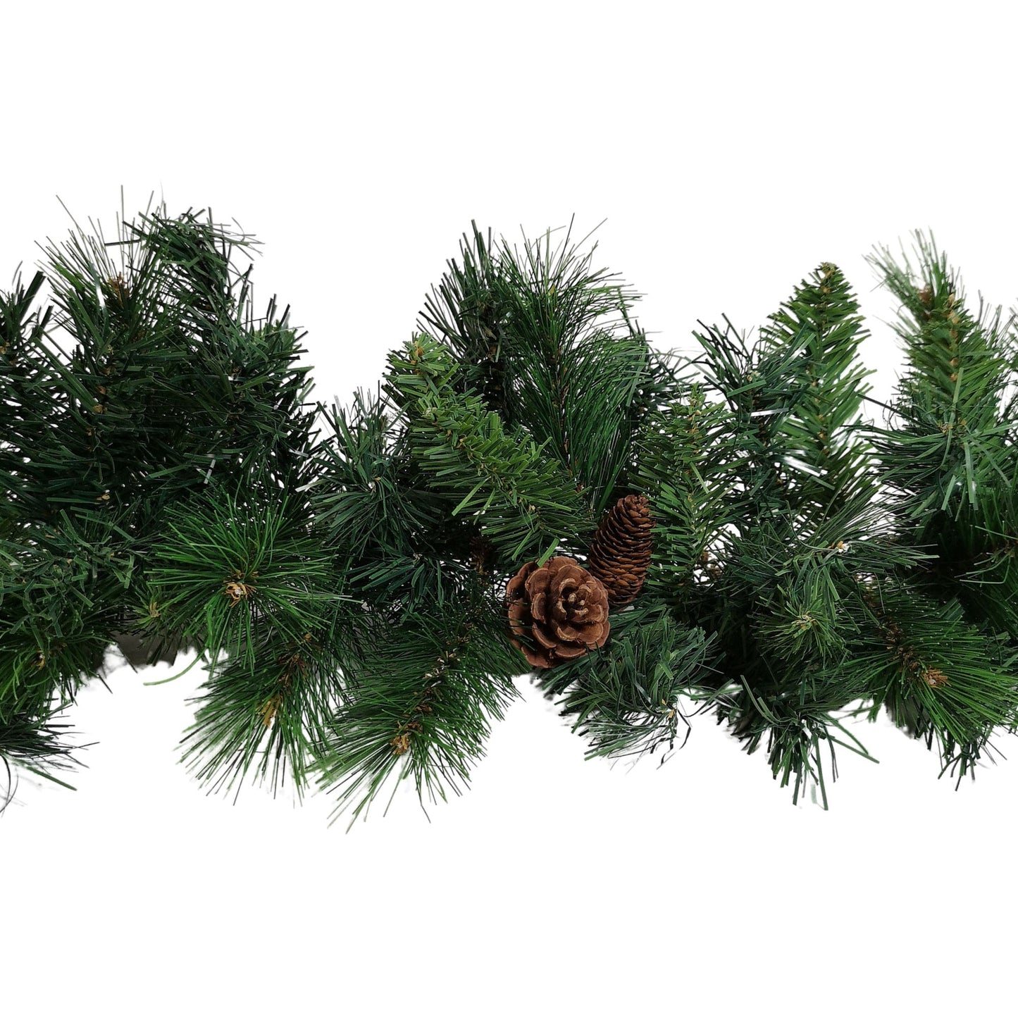 2.7m Green Christmas Garland with Pine Cones and Mixed Needles