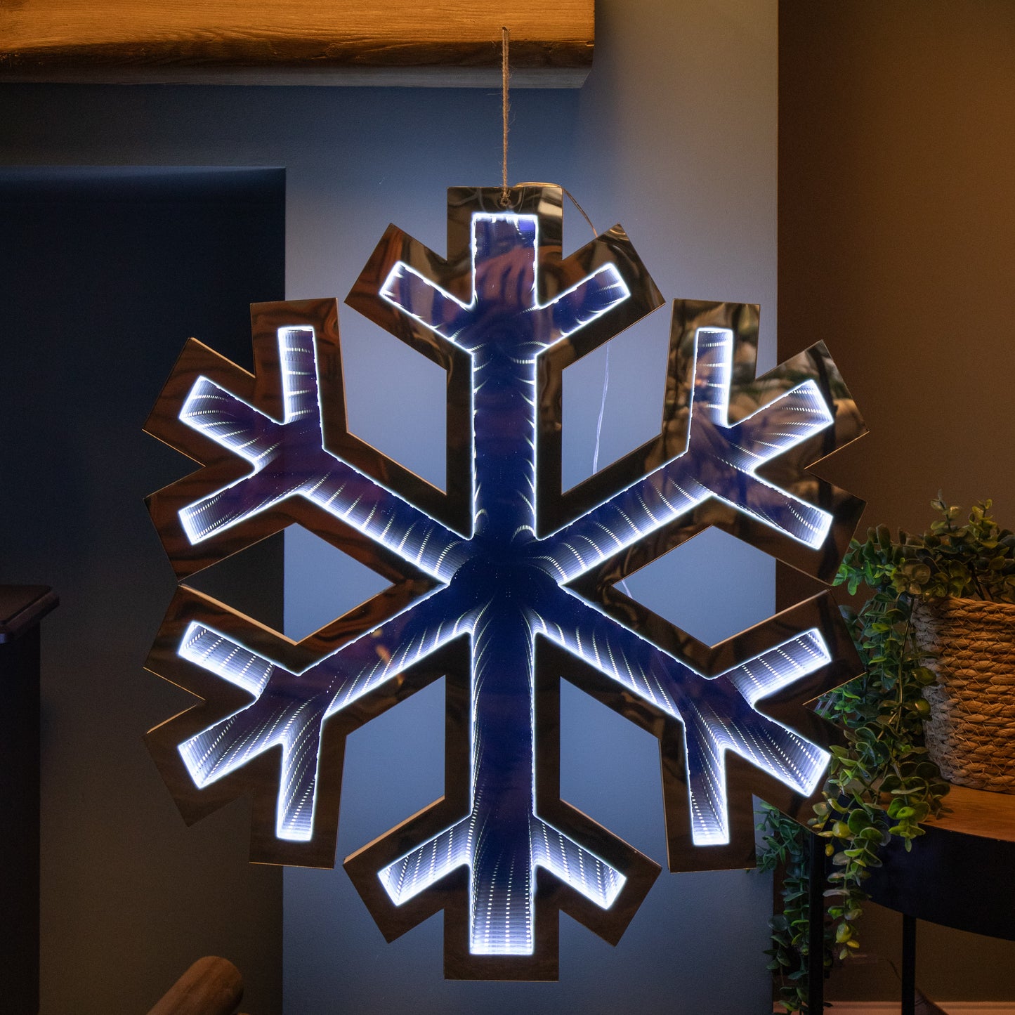 60cm LED Infinity Light Hanging Snowflake