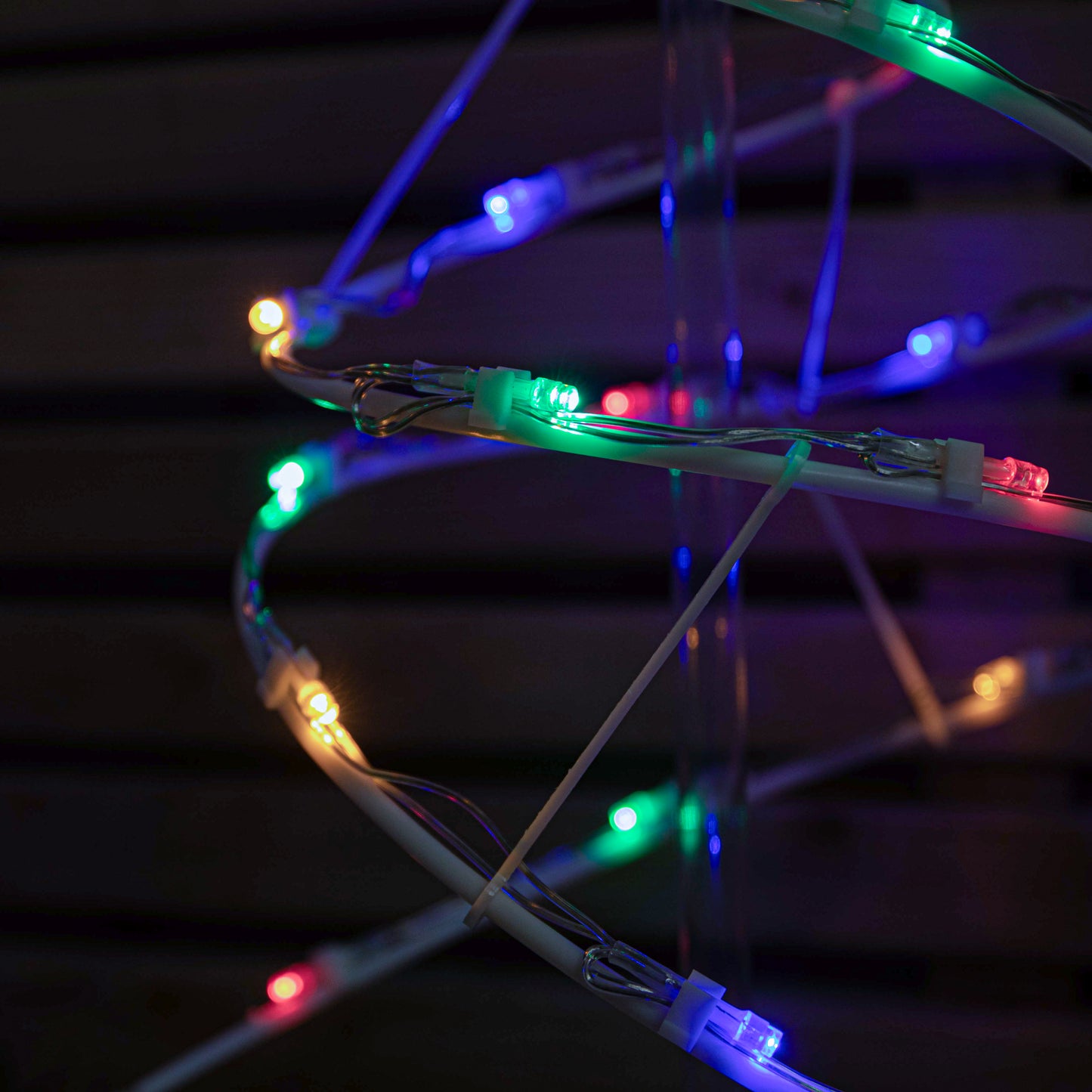 45cm Set of 4 Light up White Spiral Christmas Tree Garden Path Lights with 100 Multi-Coloured LEDs