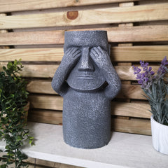 30cm Easter Island See No Evil Garden Patio Decoration Sculpture Plant Pot