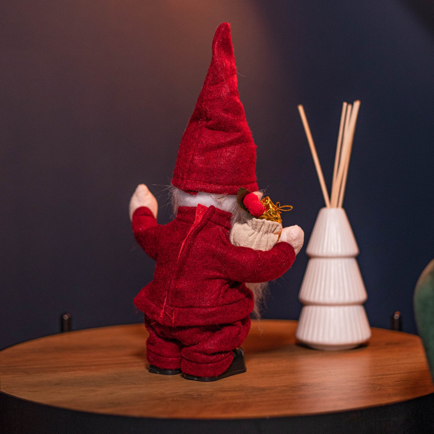 28cm Battery Operated Musical Walking Christmas Gonk Decoration in Red