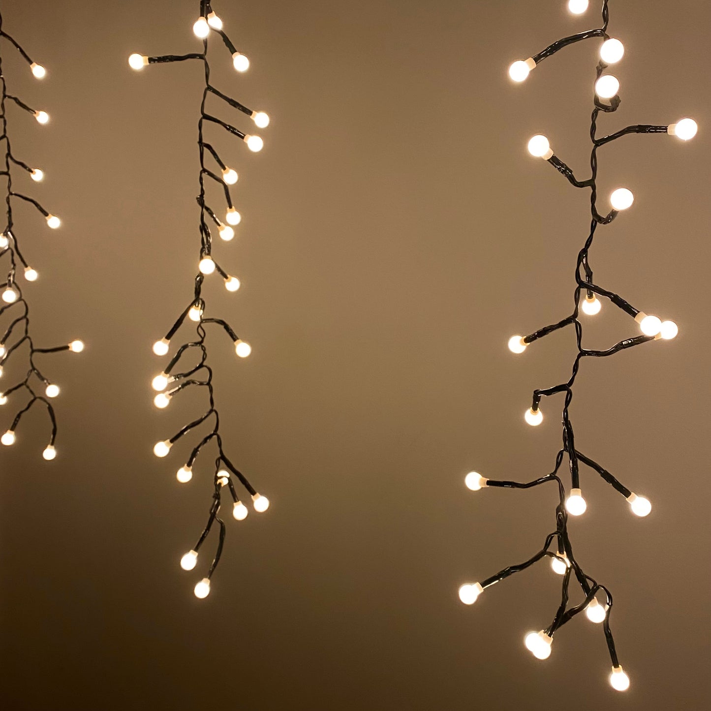 4.8m Multi Function Frosted Warm White LED Cluster Curtain Lights Christmas Decorations with Timer