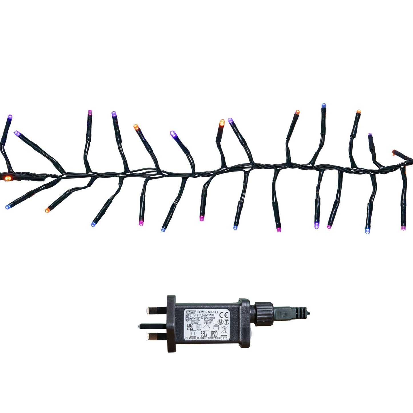 37.2m 3000 LED Christmas Cluster String Lights with Timer in Rainbow