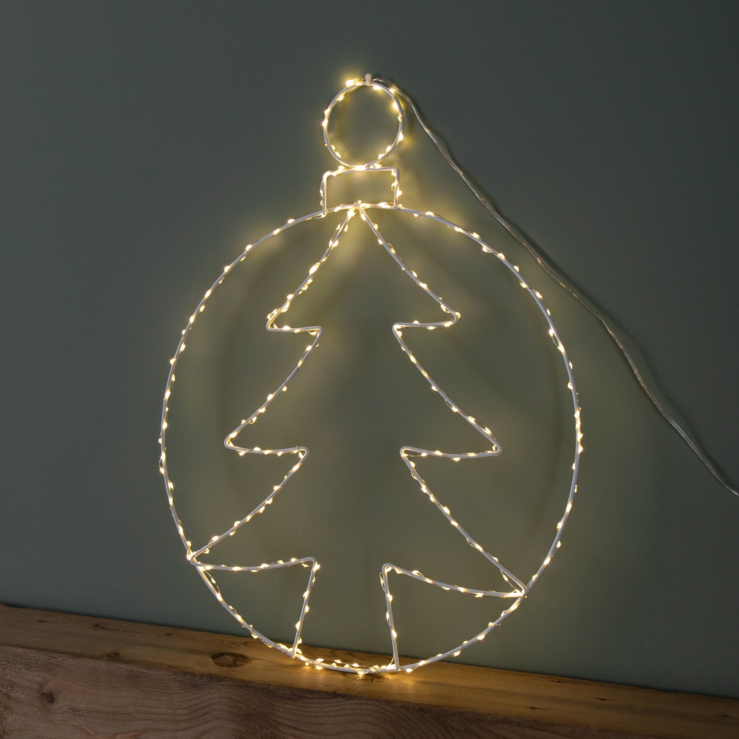 48cm x 38cm Light up Hanging Christmas Tree Bauble with 250 Warm White LEDs