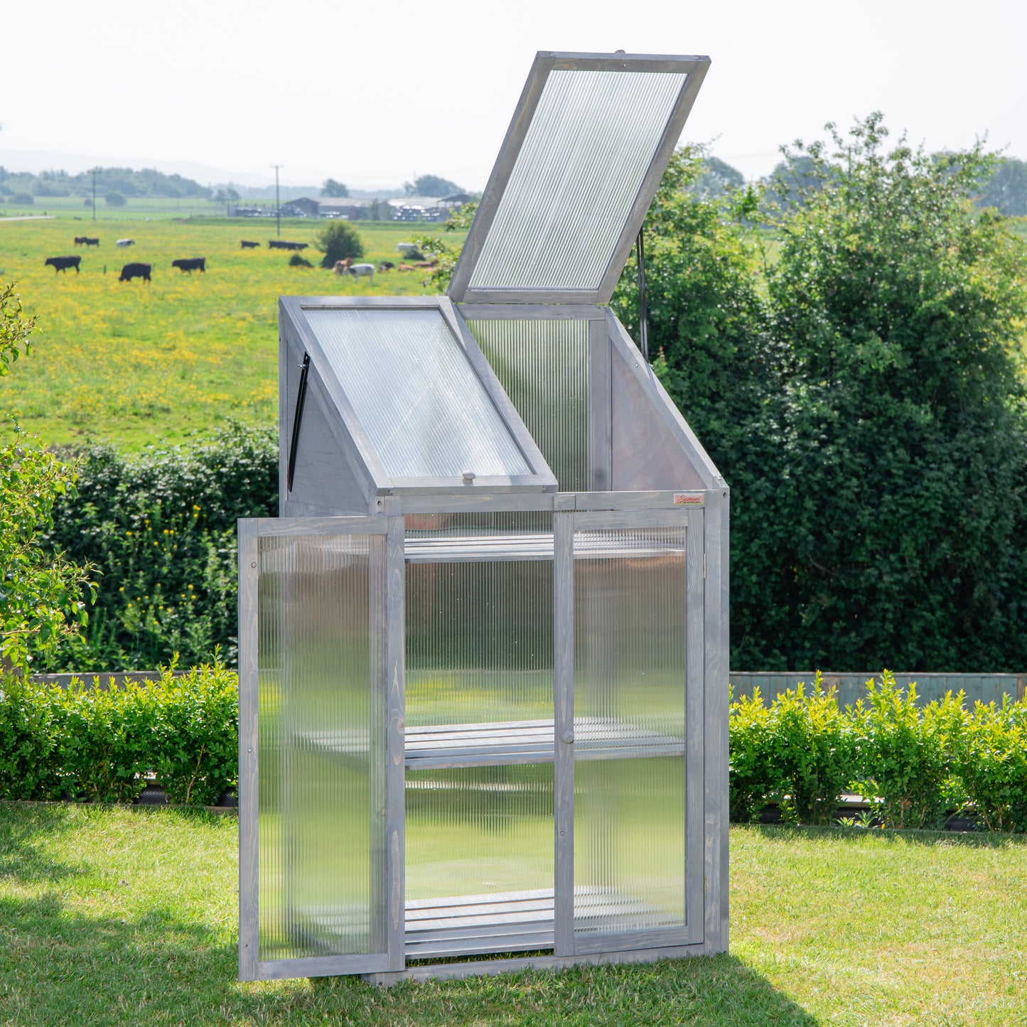 Samuel Alexander Wooden Mini Greenhouse Cold Frame - Small Greenhouse Grey H120 x W69 x D49cm