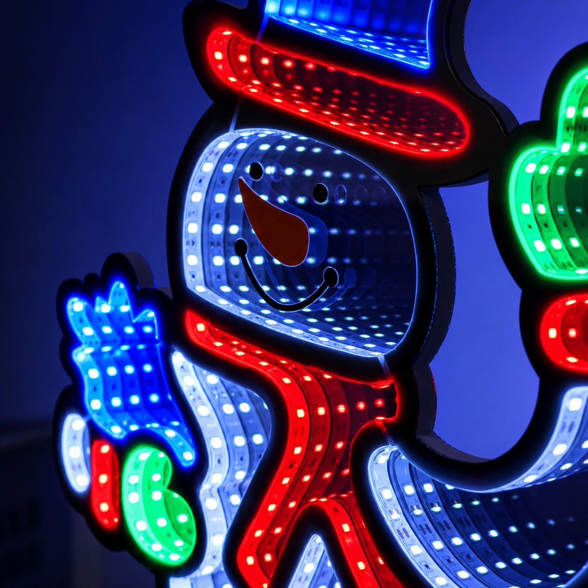 60cm Light up Waving Snowman Christmas Infinity Mirror with LEDs