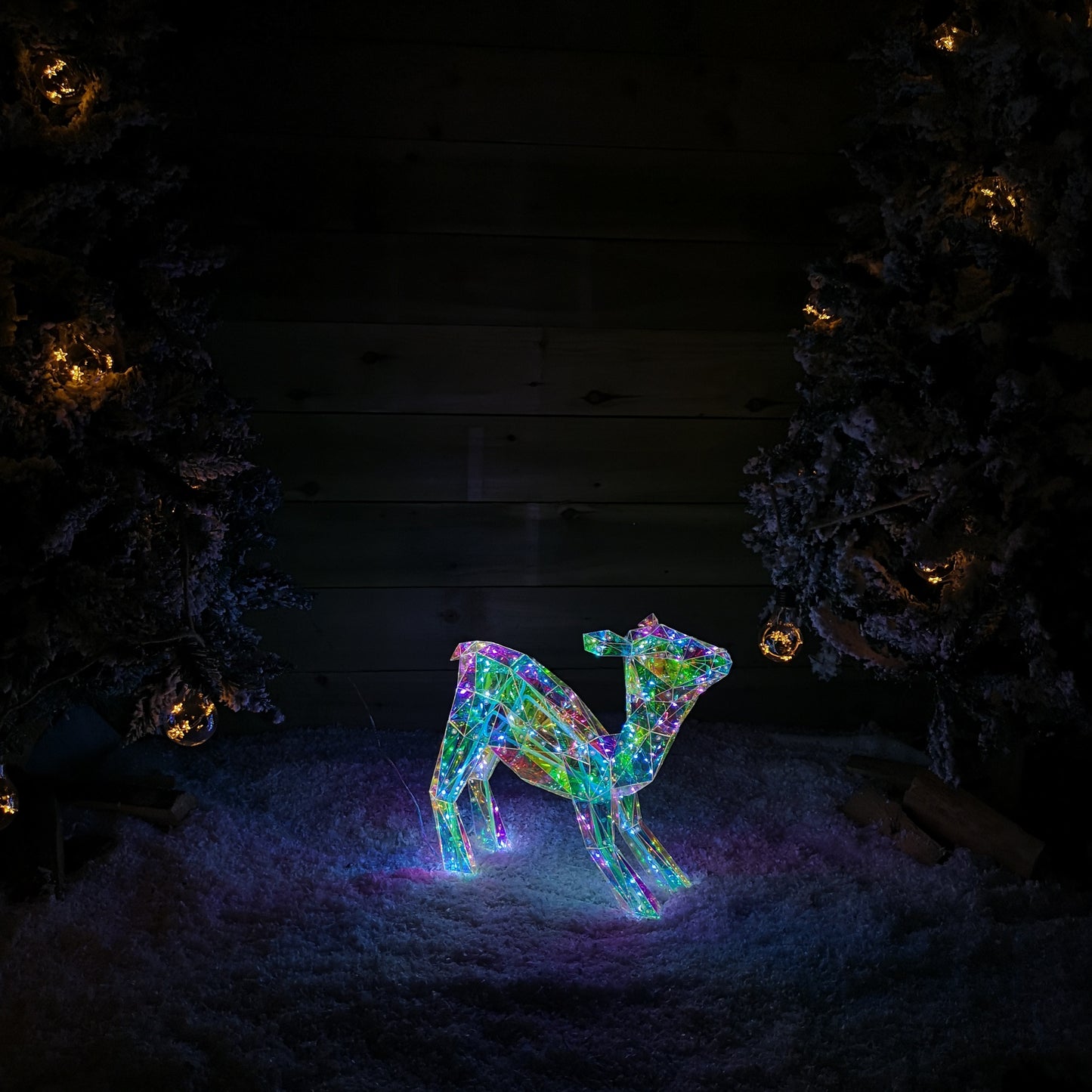 40cm Light up Standing Iridescent DreamLights Christmas Fawn with 100 White LEDs