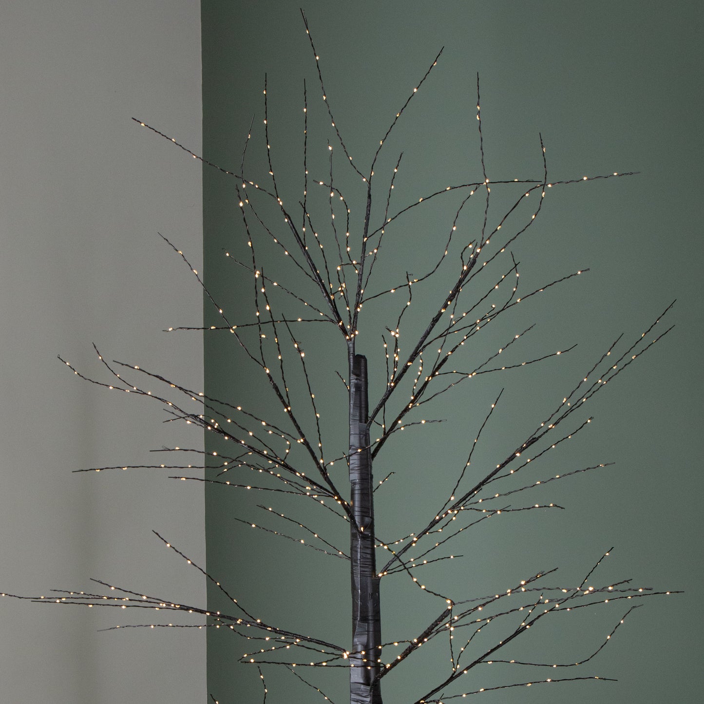 7ft (2.10m) Tall Light up Black Micro Dot Christmas Tree with 1600 Warm White LEDs