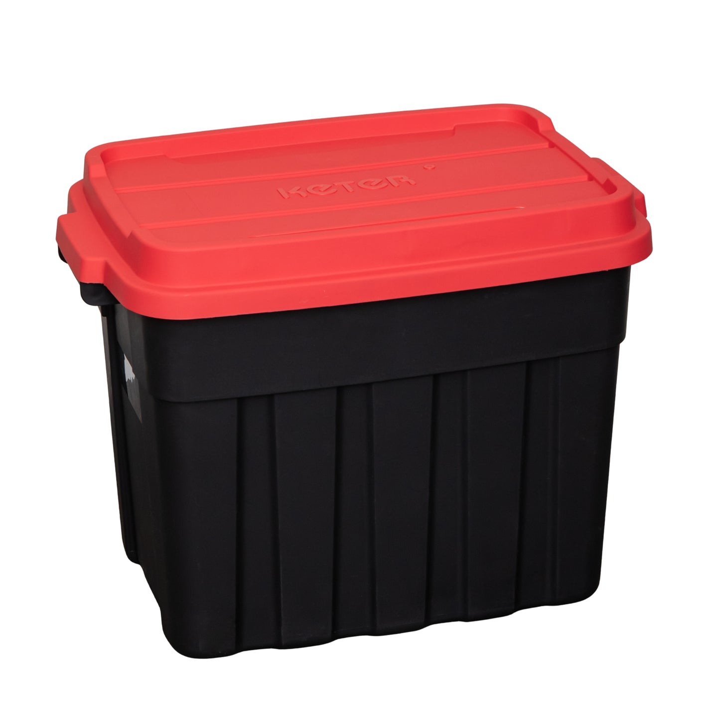 37L Black and Red Tuff Stackable Storage Box with Lid and Carry Handles