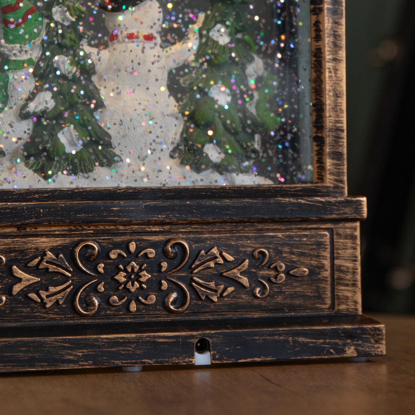 28cm Bronze Light up Christmas Snowman Water Spinner with Warm White LEDs and TImer Function