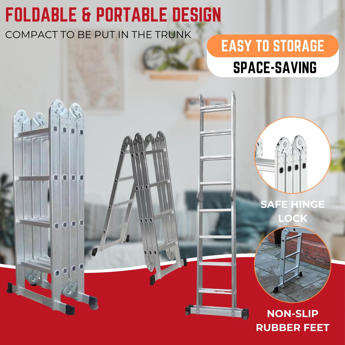 4.6m Large Lightweight Aluminium Folding Multi-position Work Platform Ladder