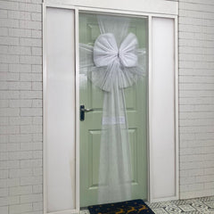 Luxury Indoor Outdoor DIY White Net Christmas Door Bow with Diamante Centre