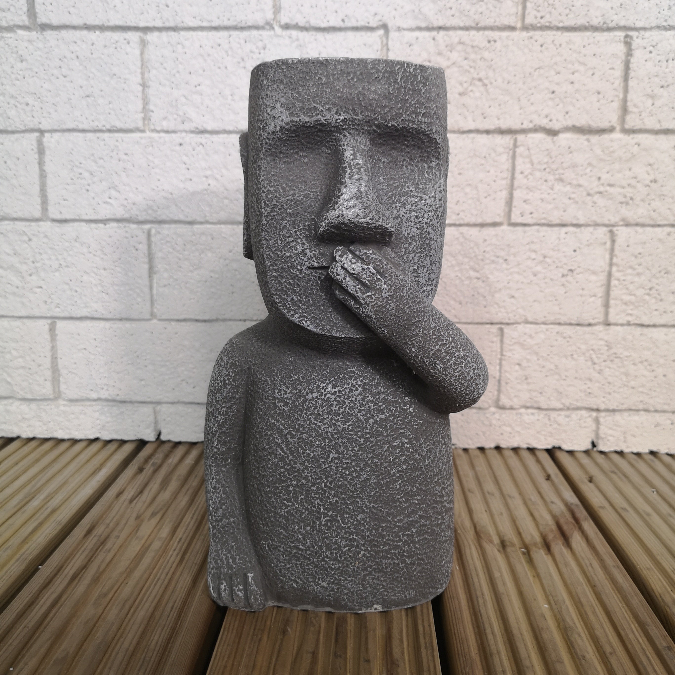 30cm Easter Island Speak No Evil Garden Patio Decoration Sculpture Plant Pot