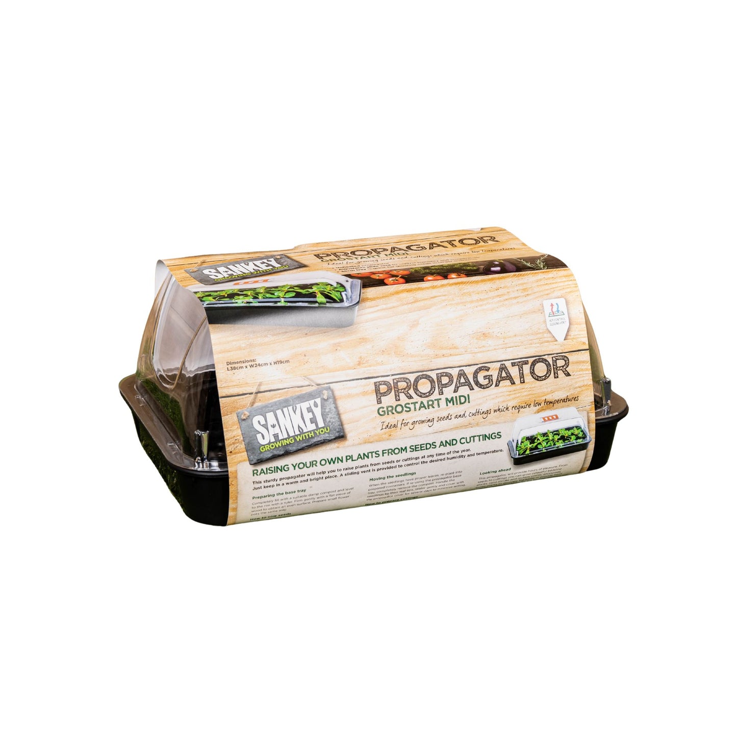 38cm Unheated Grostart Midi Propagator Seed Starter Tray