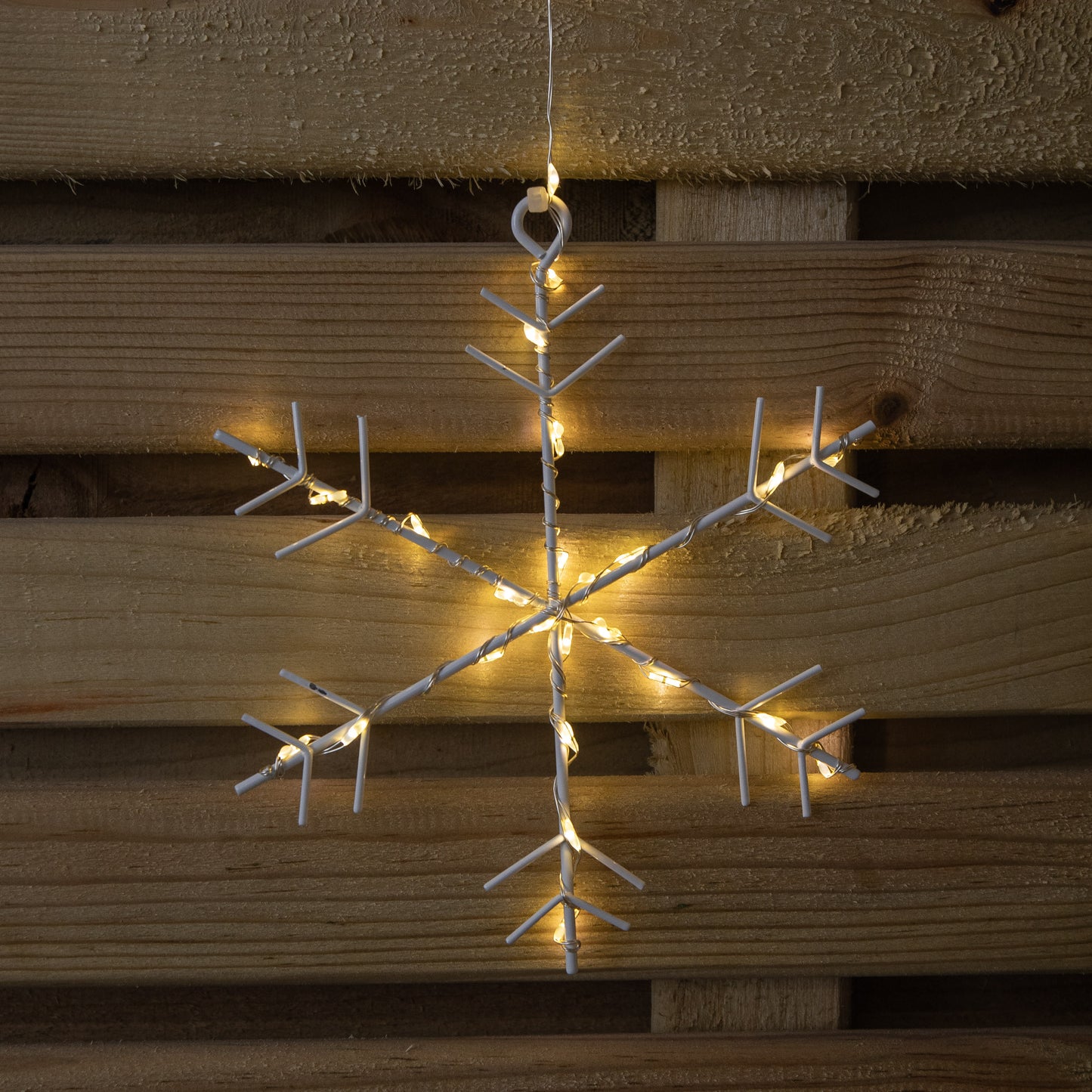 1.2m x 1.2m Light up Snowflake Pin Wire Christmas Curtain Lights with 339 Warm White LEDs