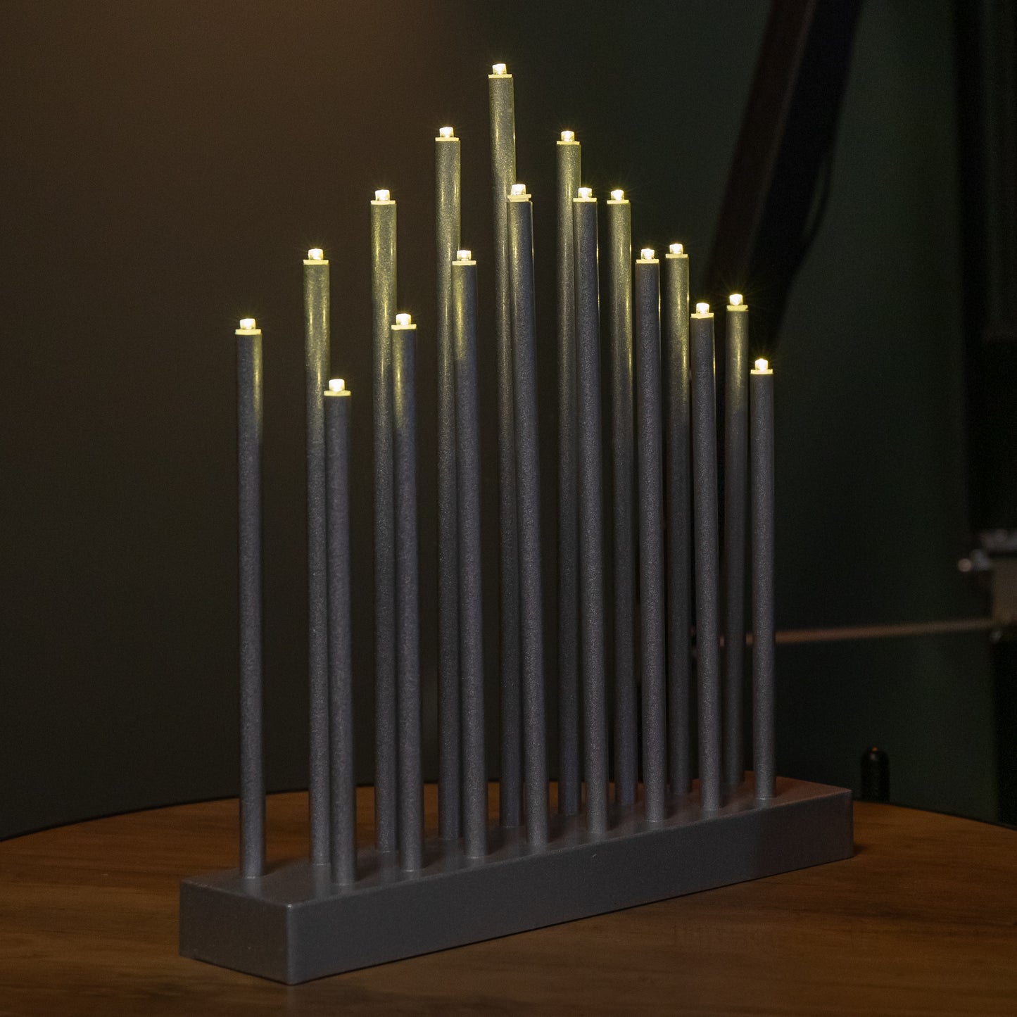 29cm Battery Operated Light up Silver Christmas Candle Bridge with 17 LEDs