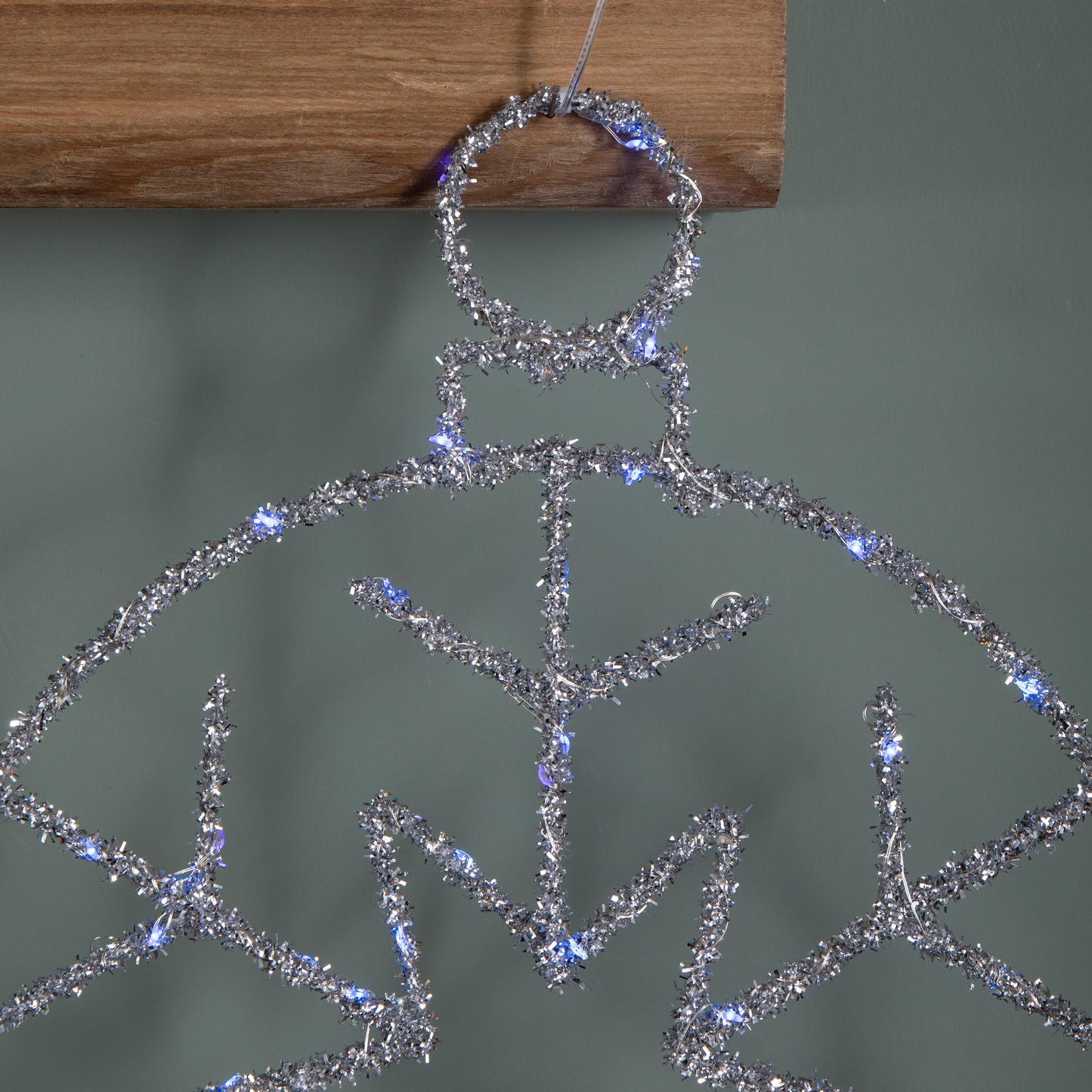 49cm Battery Powered Light up Silver Christmas Snowflake Ball with Blue Twinkling LEDs