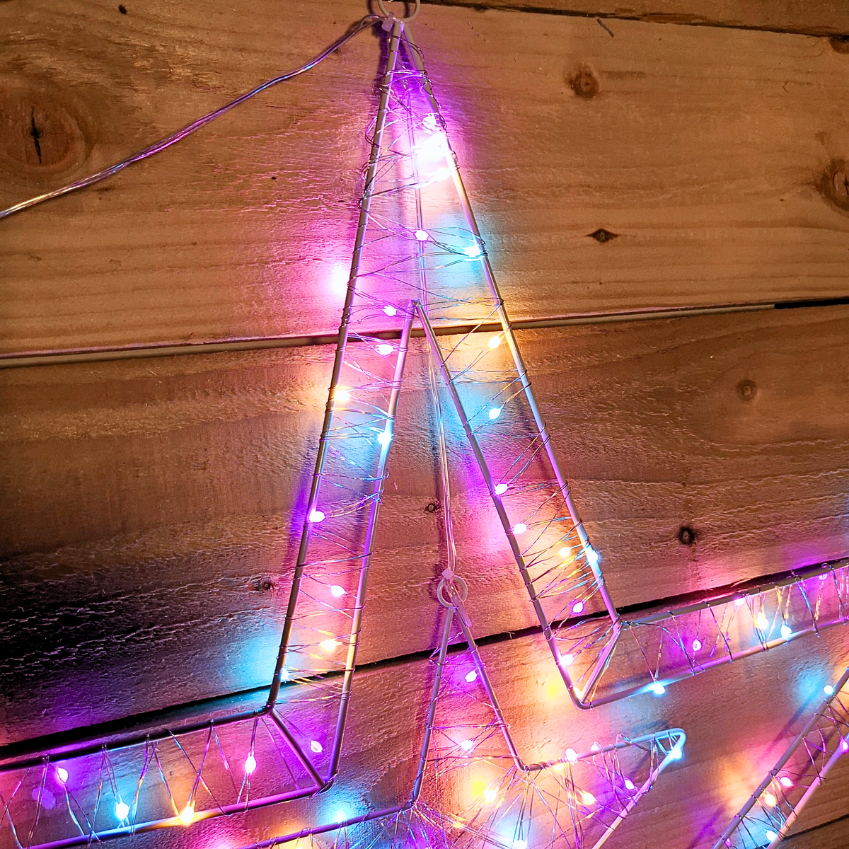 80cm Light Up Double Star Christmas Decoration with 140 LED in Rainbow