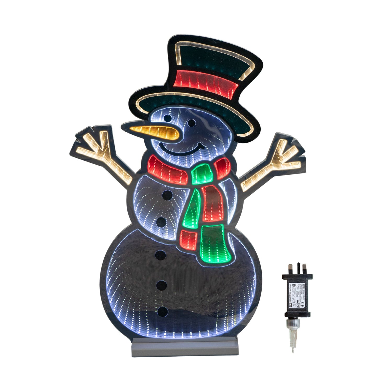 60cm Light up Standing Snowman Infinity Christmas Decoration with Multi-Coloured LEDs