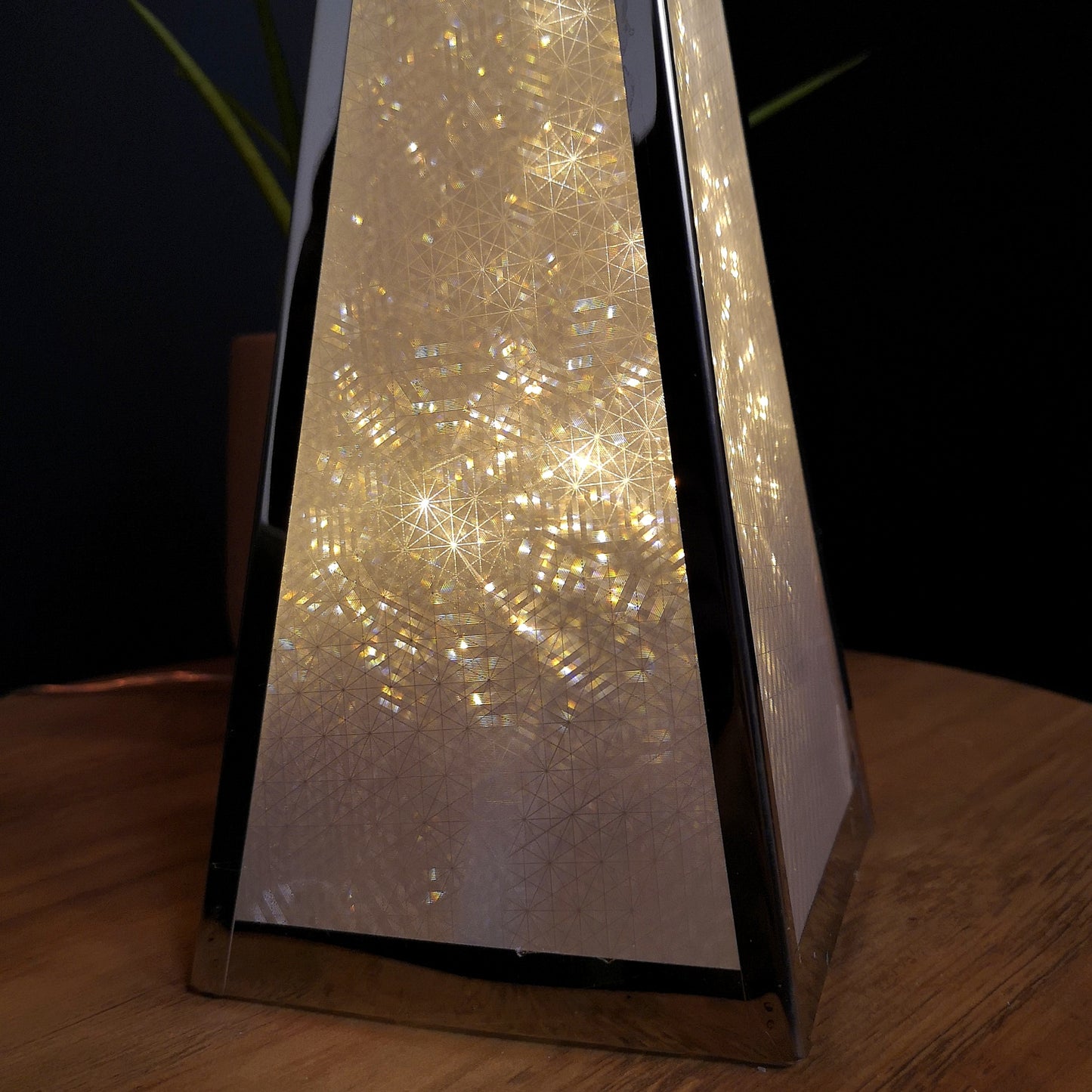 45cm Christmas Holographic Pyramid with Silver Frame-16 Warm White Led