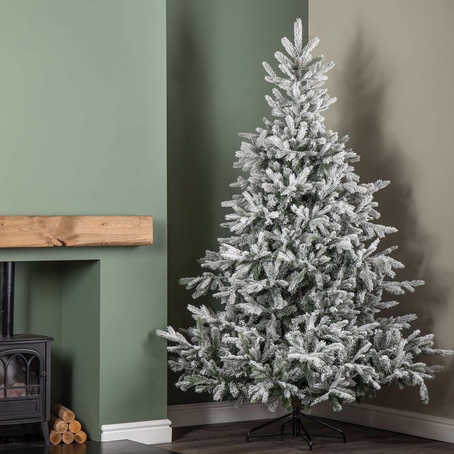 7ft (2.1m) Snowy Grandis Fir Artificial Christmas Tree with 2326 Tips & Metal Stand