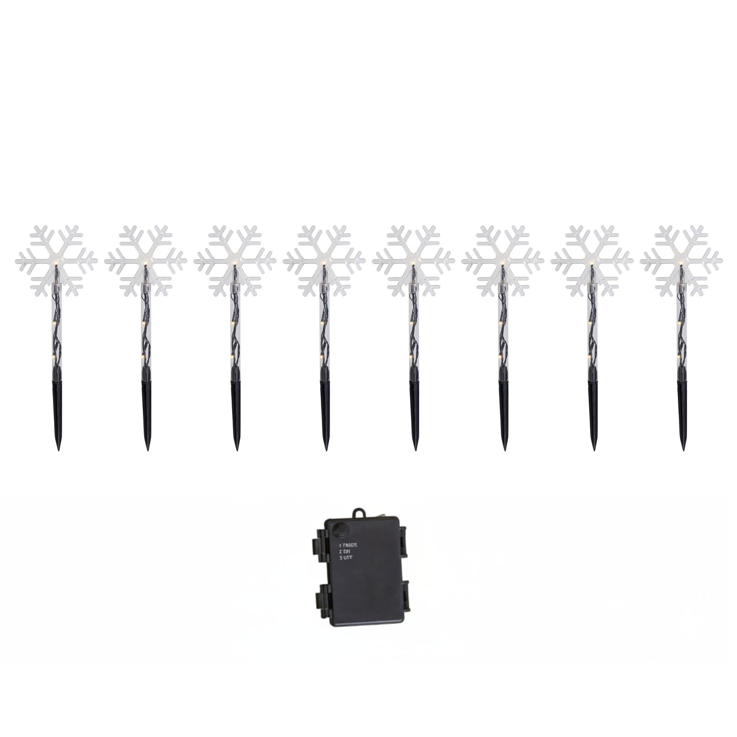 Battery Operated Set of 8 Light up Christmas Snowflake Garden Stakes with LEDs