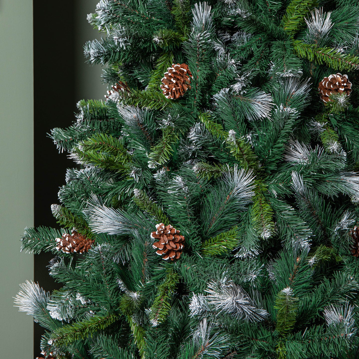 7ft (2.1m) Frosted Glacier Pine Snow Tipped Christmas Tree with Pinecones and 956 Tips