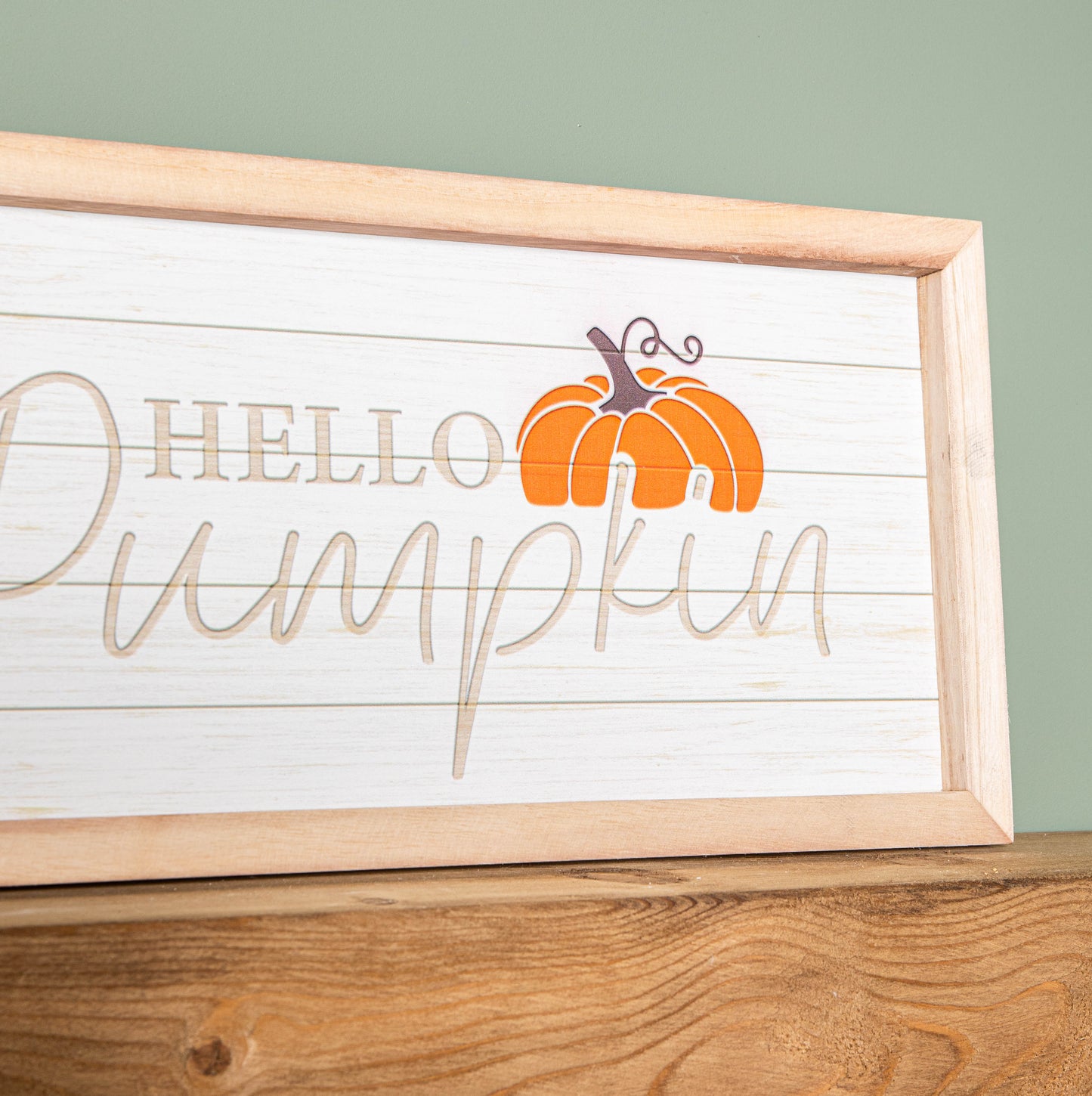 46cm Hanging Hello Pumpkin Wooden Autumnal Decorative Sign Wall Art