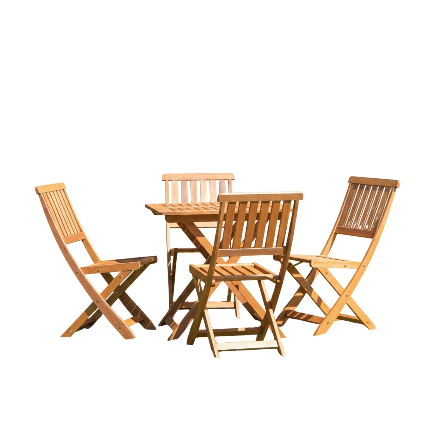 Outdoor 4 Person Folding Square Wooden Garden Dining Table Chairs Set