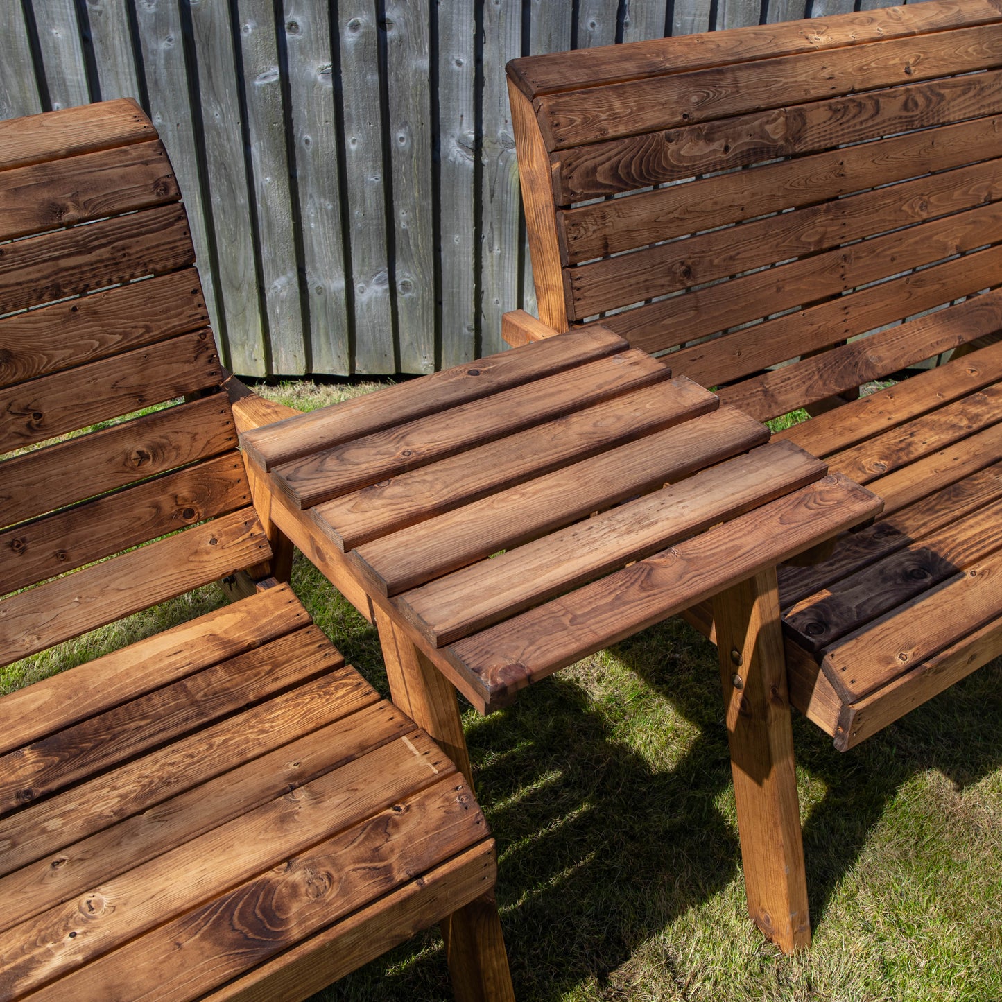 Hand Made 4 Seater Chunky Rustic Wooden Furniture with 2 Benches & Straight Tray