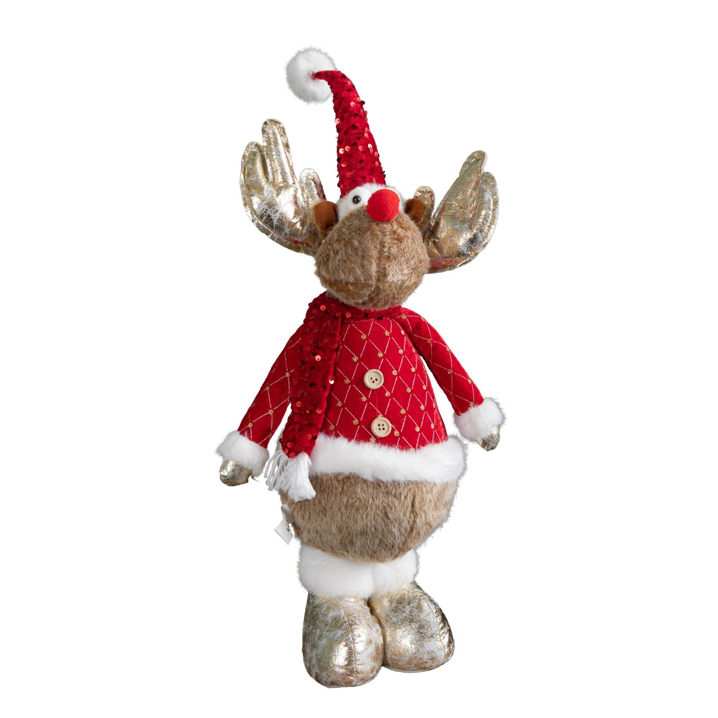 65cm Standing Plush Golden Cupid Christmas Reindeer Decoration