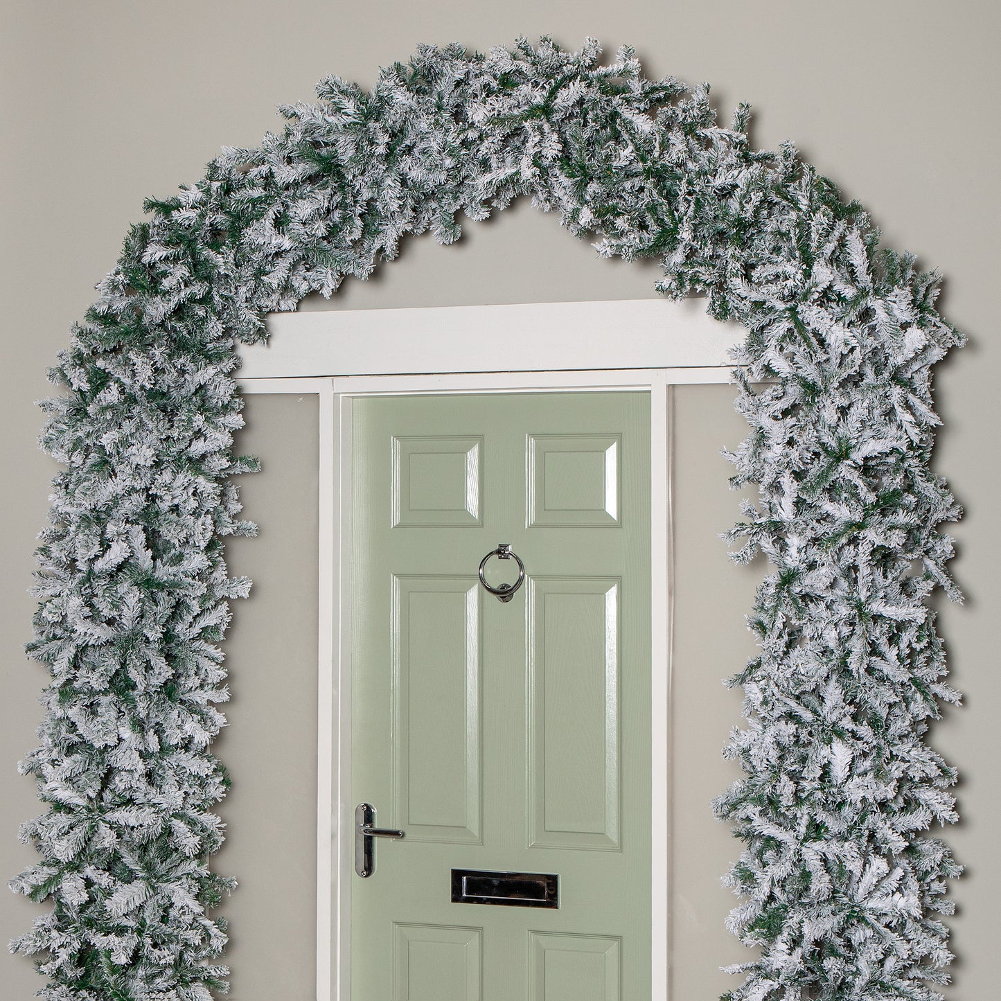 8ft (2.60m) Samuel Alexander Double Door Snow Flocked Christmas Tree Arch with 2000 Tips