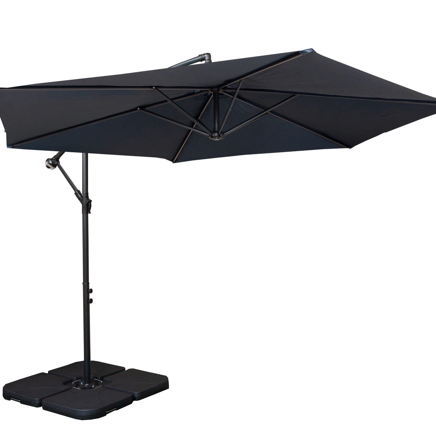 3m Cantilever Banana Garden Parasol in Blue with Crank Handle and Parasol Base Weights Included