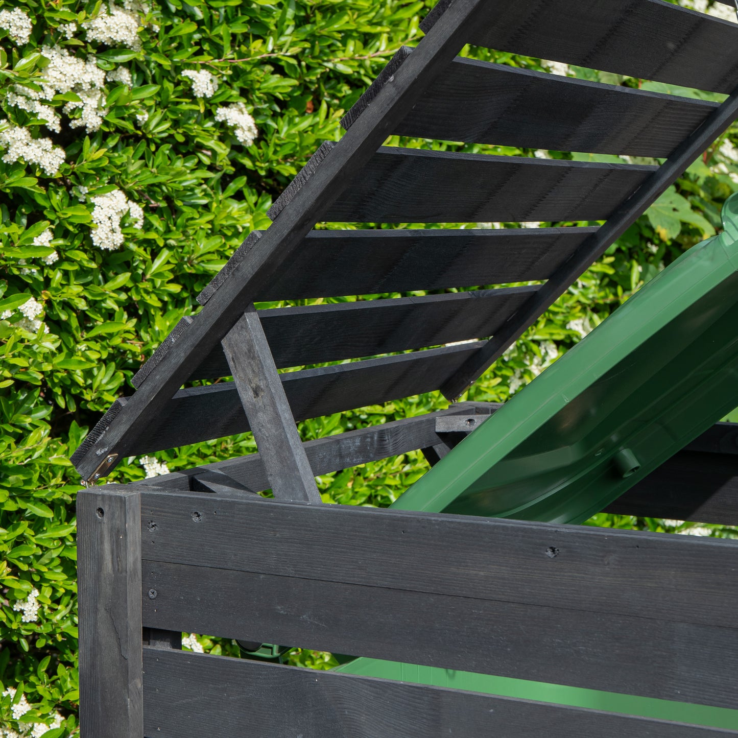 1.43m x 1.16m Outdoor Wooden Garden Double Wheelie Bin Store Storage for 2 Bins in Anthracite