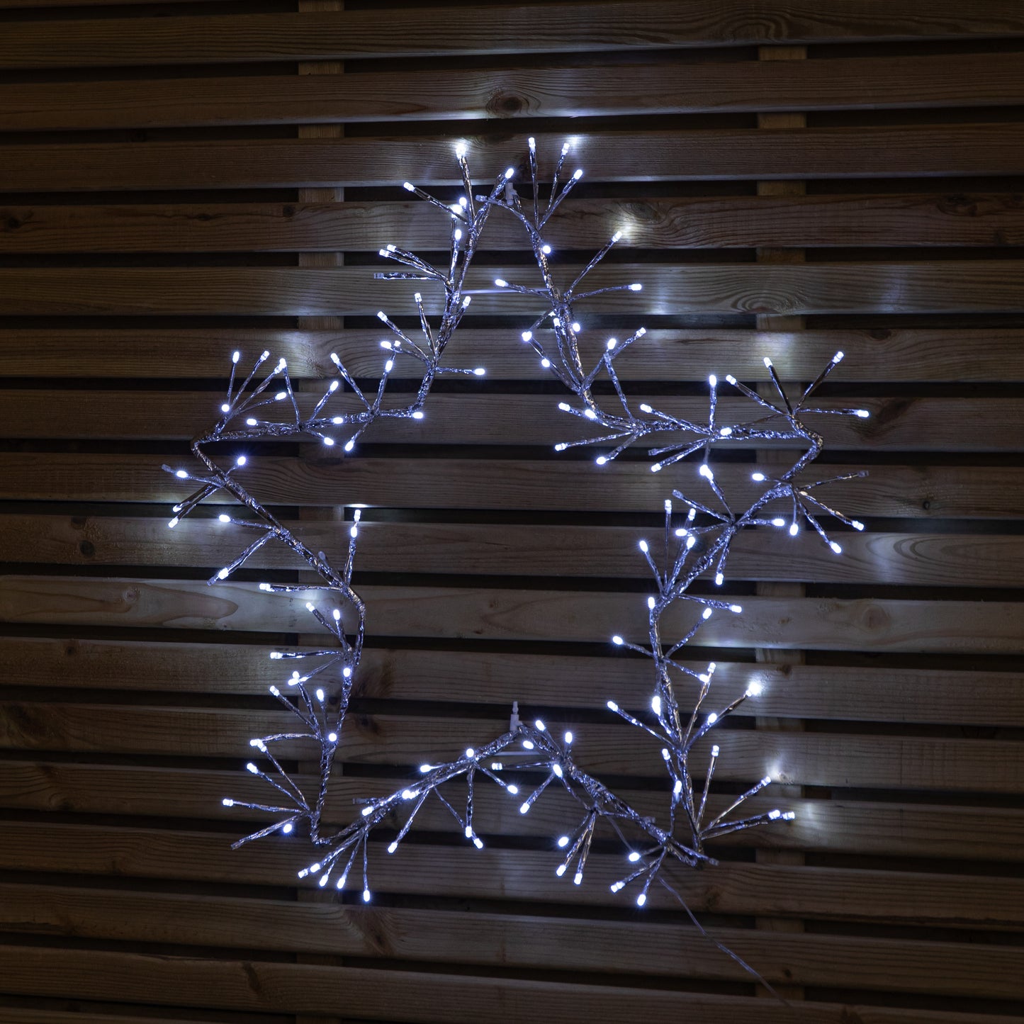60cm Light up Silver Christmas Star Silhouette with Static & Flashing Ice White LEDs