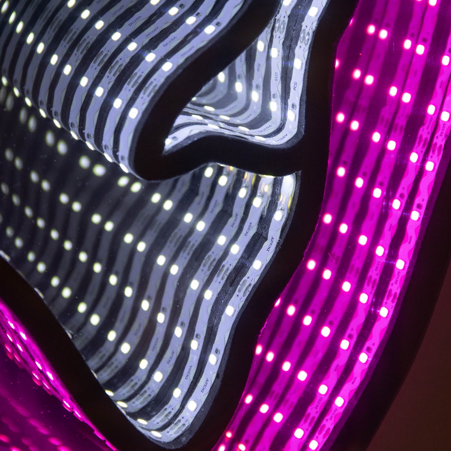 60cm Light up Halloween BOO Infinity Decoration with Pink and White LEDs