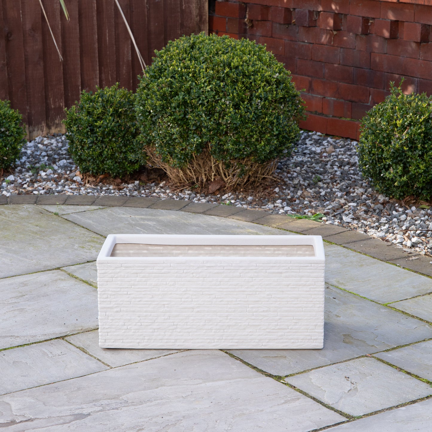 25cm Plastic Slate Effect Garden Patio Trough in Stone