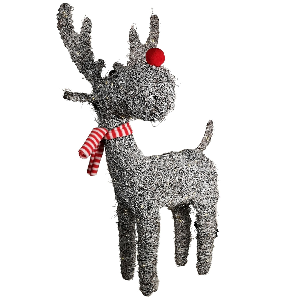 71cm Battery Operated Rattan Woven Comet Reindeer with Warm White LEDs