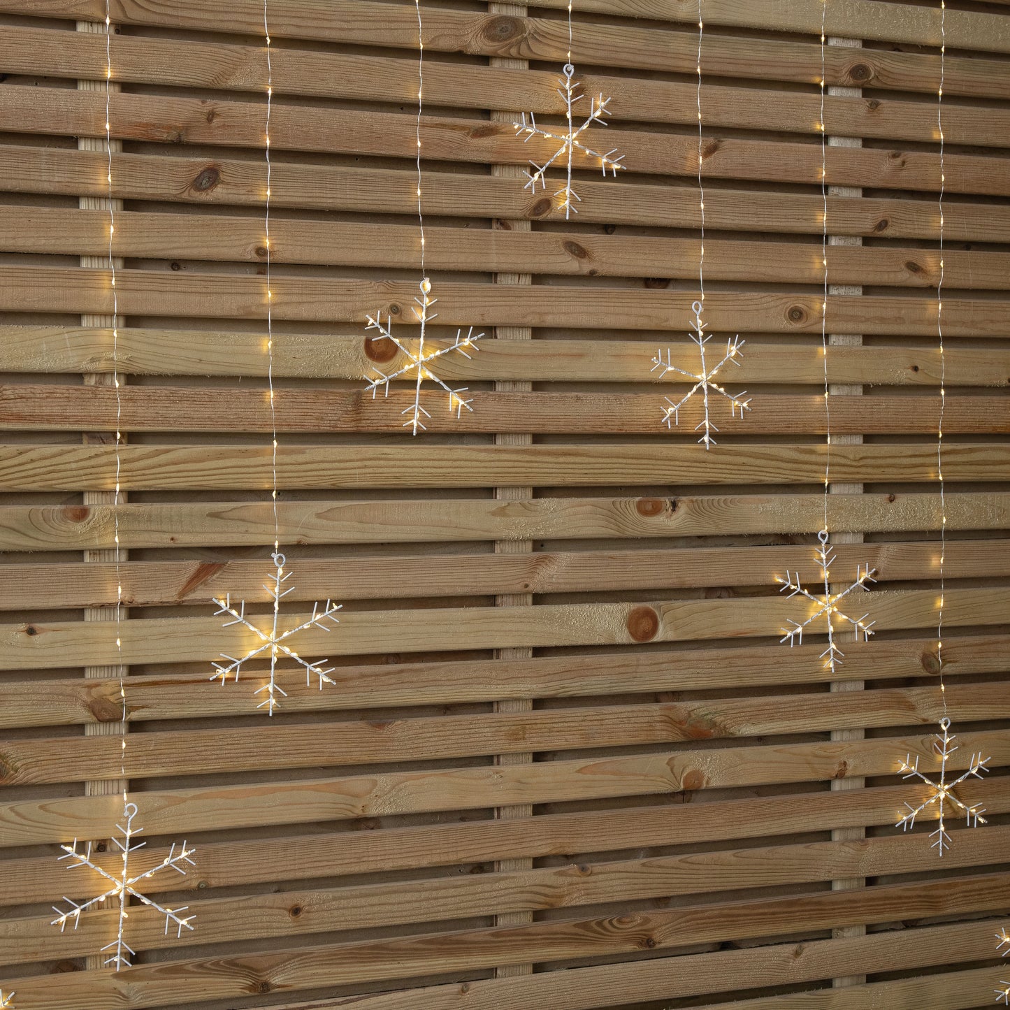 1.2m x 1.2m Light up Snowflake Pin Wire Christmas Curtain Lights with 339 Warm White LEDs