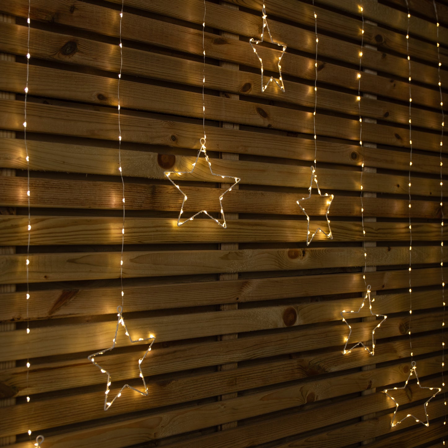 1.2m x 1.2m Light up Star Pin Wire Christmas Curtain Lights with 303 Warm White LEDs