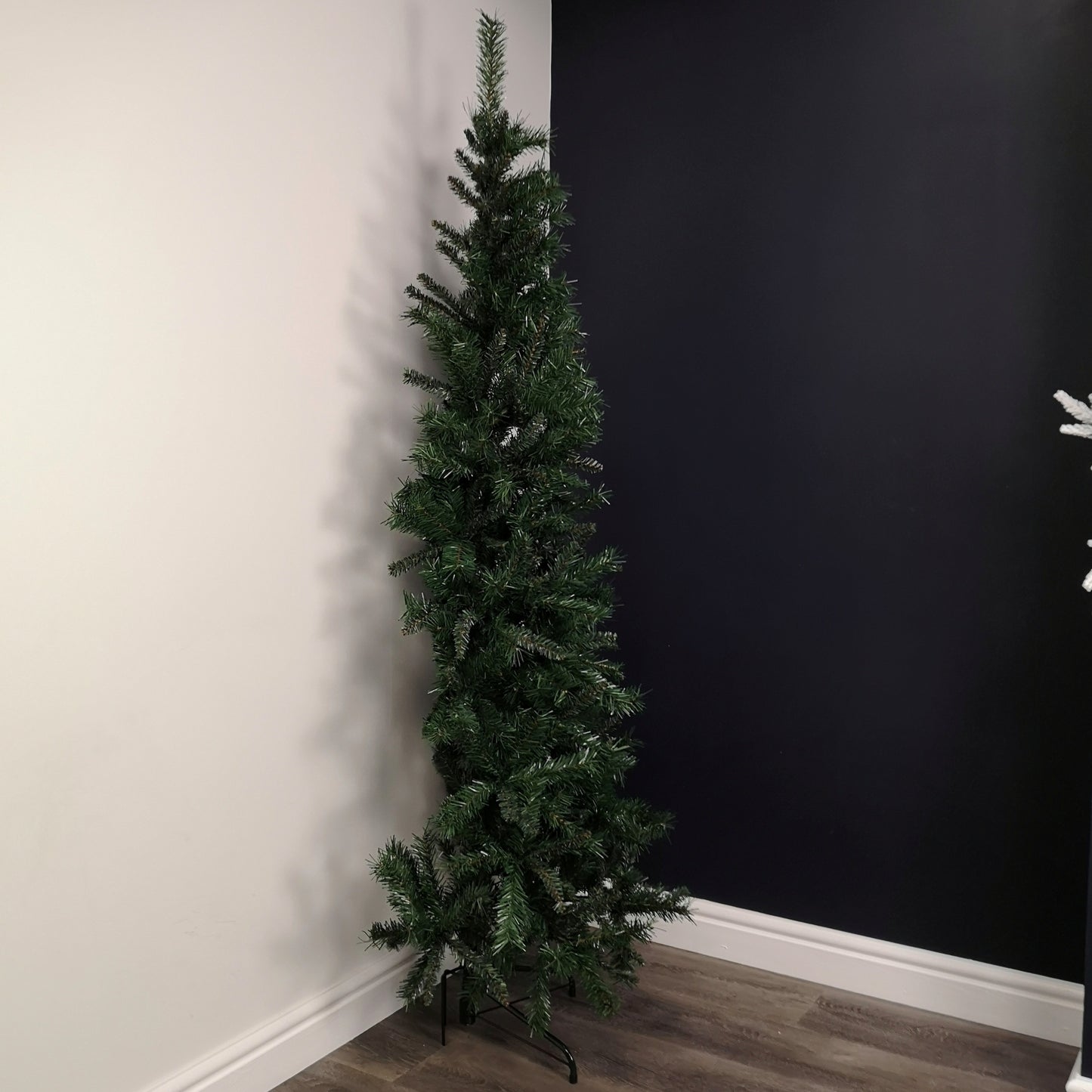 Factory Seconds: 6.5ft (2m) Dual Purpose Corner and Half Wall Artificial Plain Green Christmas Tree