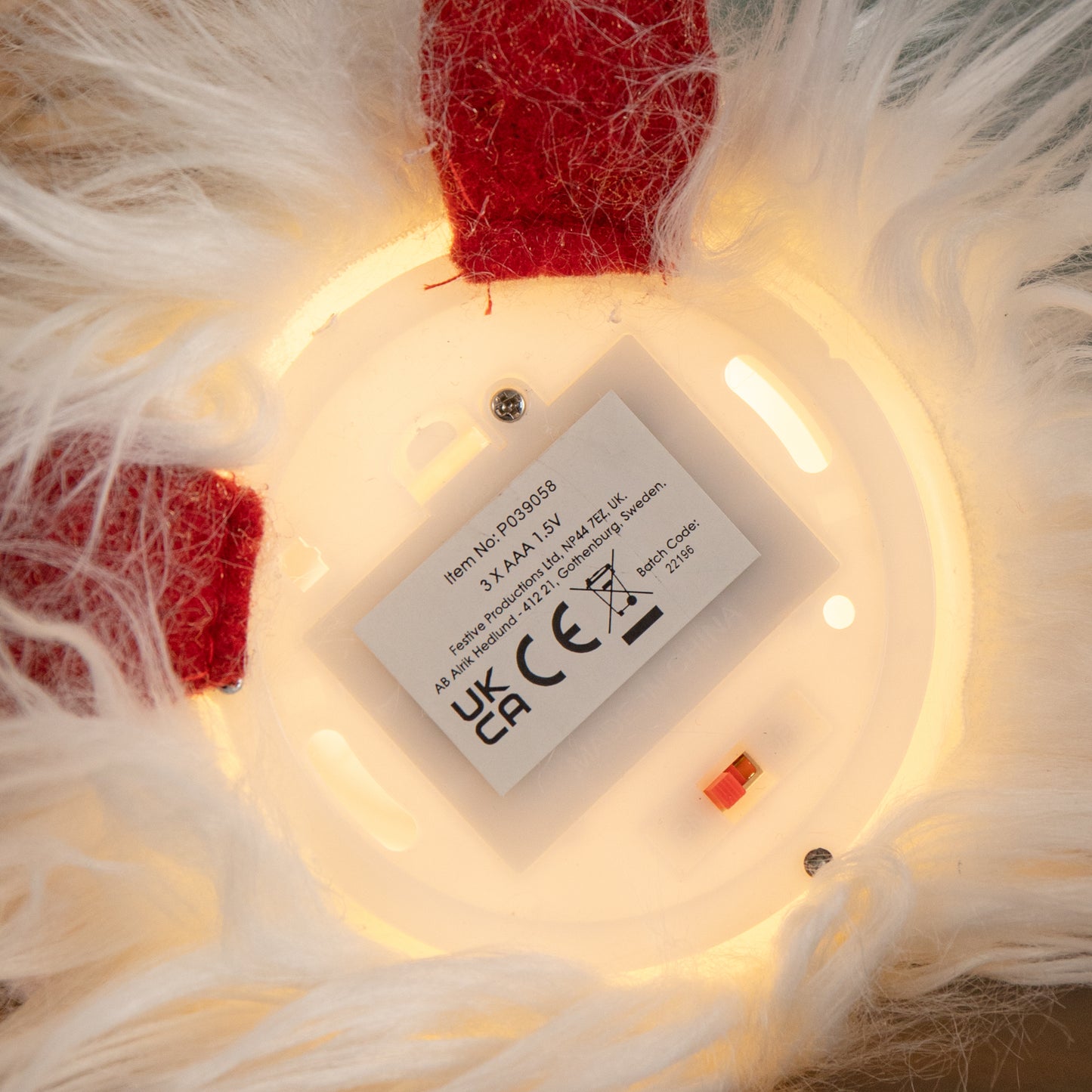 30cm Battery Operated Light up Christmas Standing Gonk Decoration in Red