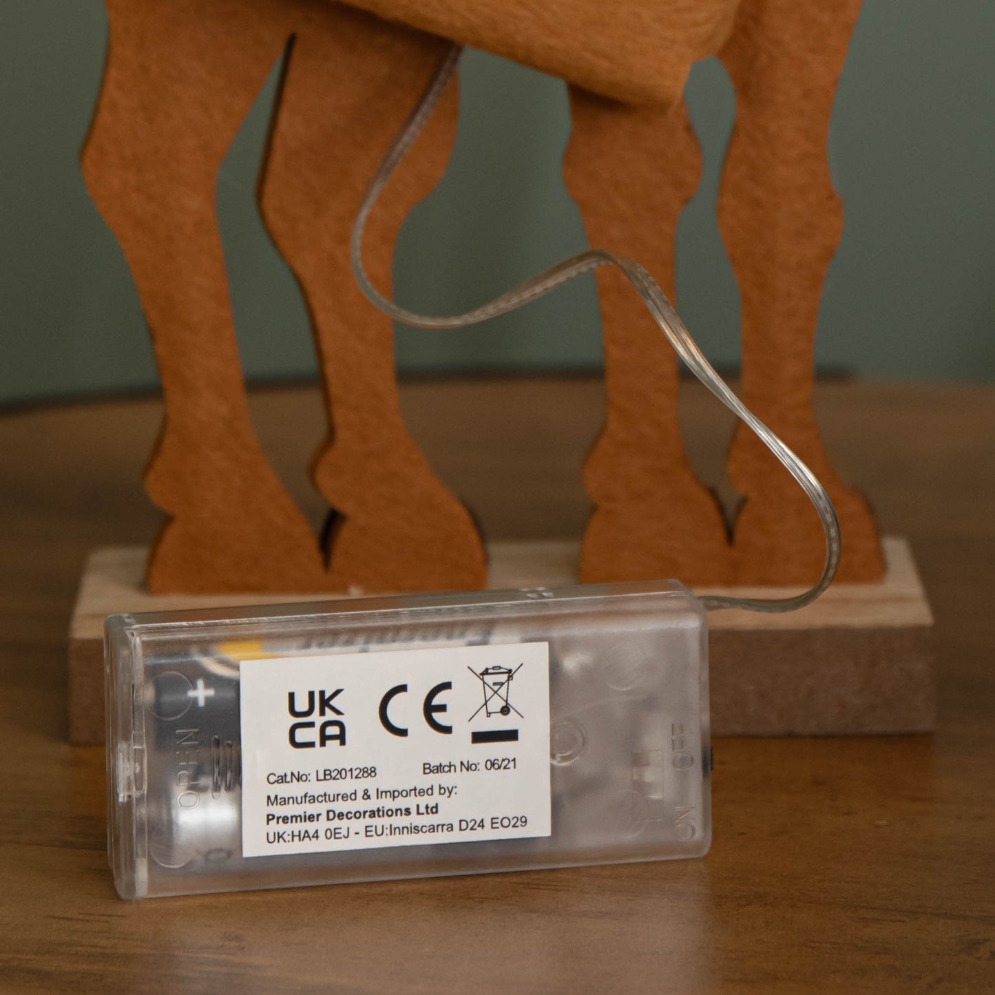 32cm Battery Operated Light up Felt Reindeer with Santa Hat and Warm White LEDs