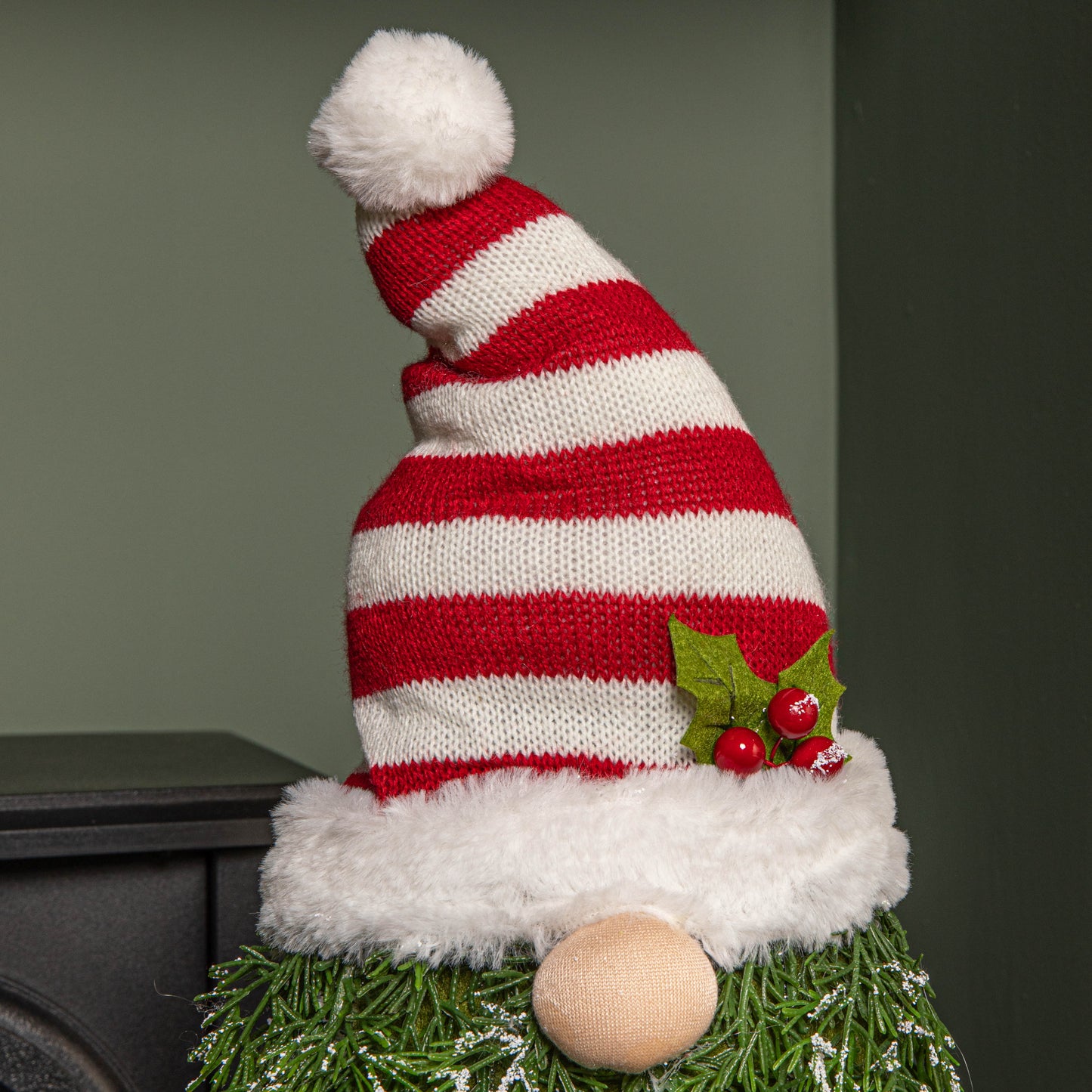 76cm Red and White Christmas Tree Standing Gonk with Striped Hat and Extendable Legs