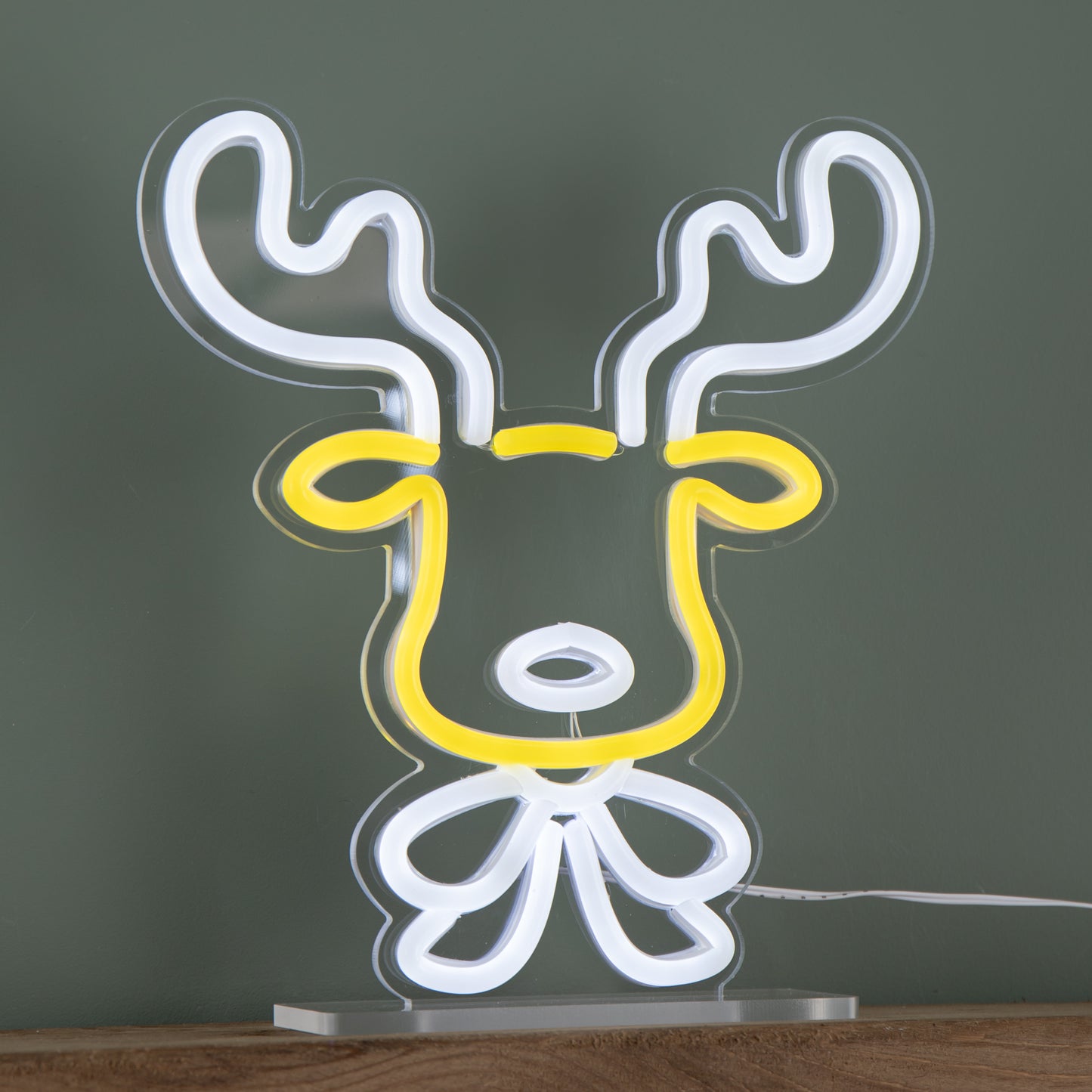 25cm Light up Christmas Reindeer Face Table Top Neon Sign